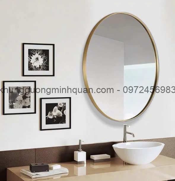 mẫu gương elip viền nhôm